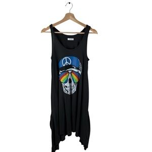 Lauren Moshi Skull Graphic Midi Dress Size XS